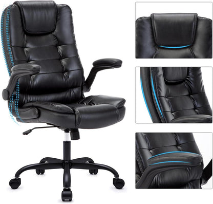 Ergonomischer Bürostuhl mit Armlehnen 360° Drehstuhl Schwarz 150kg