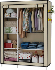 Kleiderschrank Faltschrank Wäscheschrank 105x45x170cm Canvas Beige