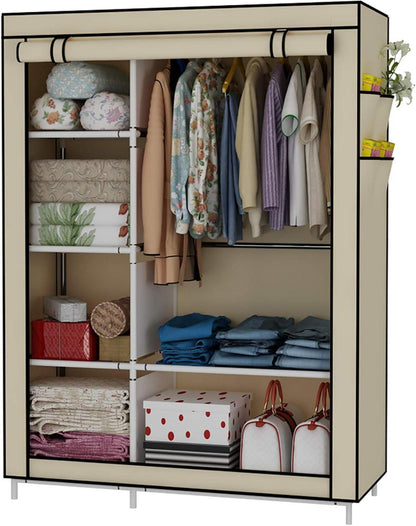Kleiderschrank Faltschrank Wäscheschrank 105x45x170cm Canvas Beige