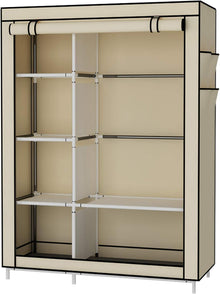 UDEAR Kleiderschrank Faltschrank Canvas Beige 105x45x170 cm