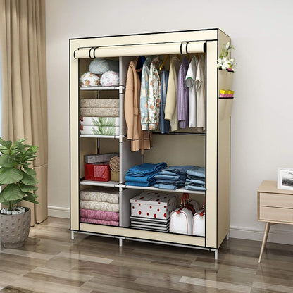Kleiderschrank Faltschrank Canvas 105x45x170 cm Beige UDEAR