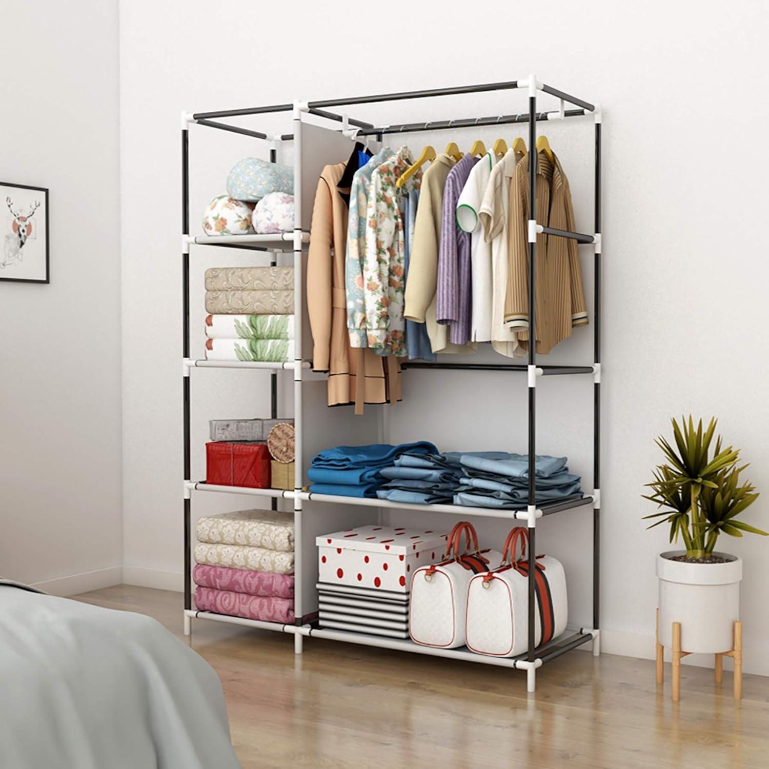 Kleiderschrank Wäscheschrank Stoffschrank Schrank Organizer 105x45x170 cm Beige