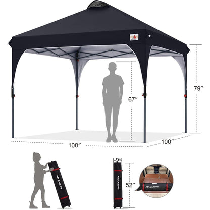 Pop-Up Pavillon 2,5x2,5m wasserdicht mit Roll-Tragetasche Schwarz
