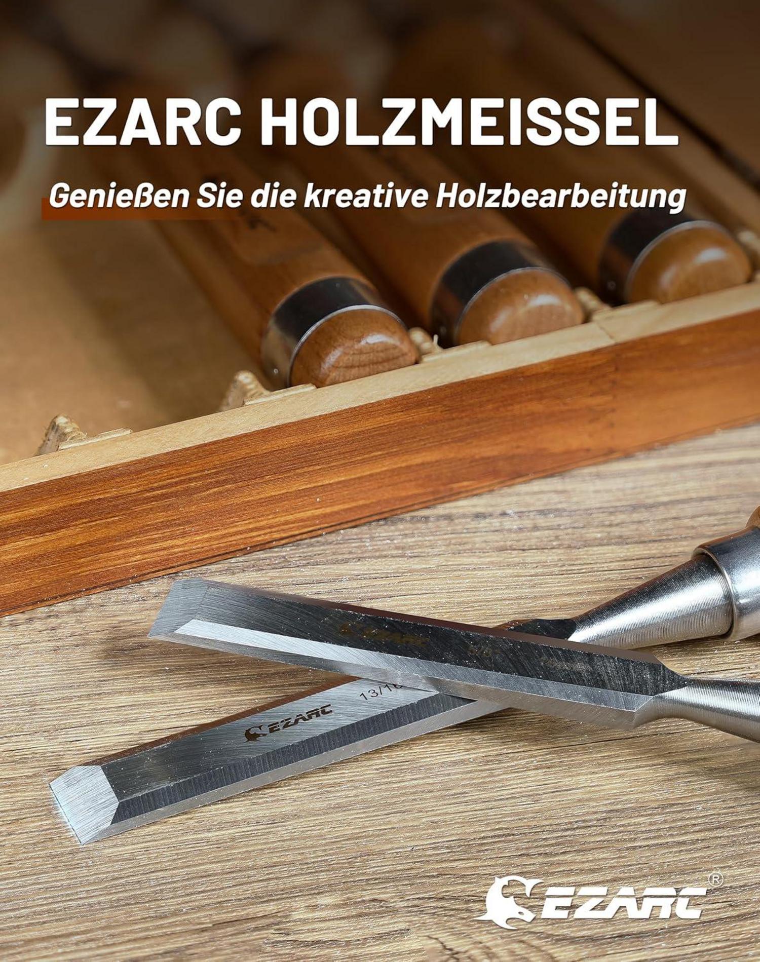 Professionelles 6-teiliges Stechbeitel Set für Holzarbeiten im Holzkasten