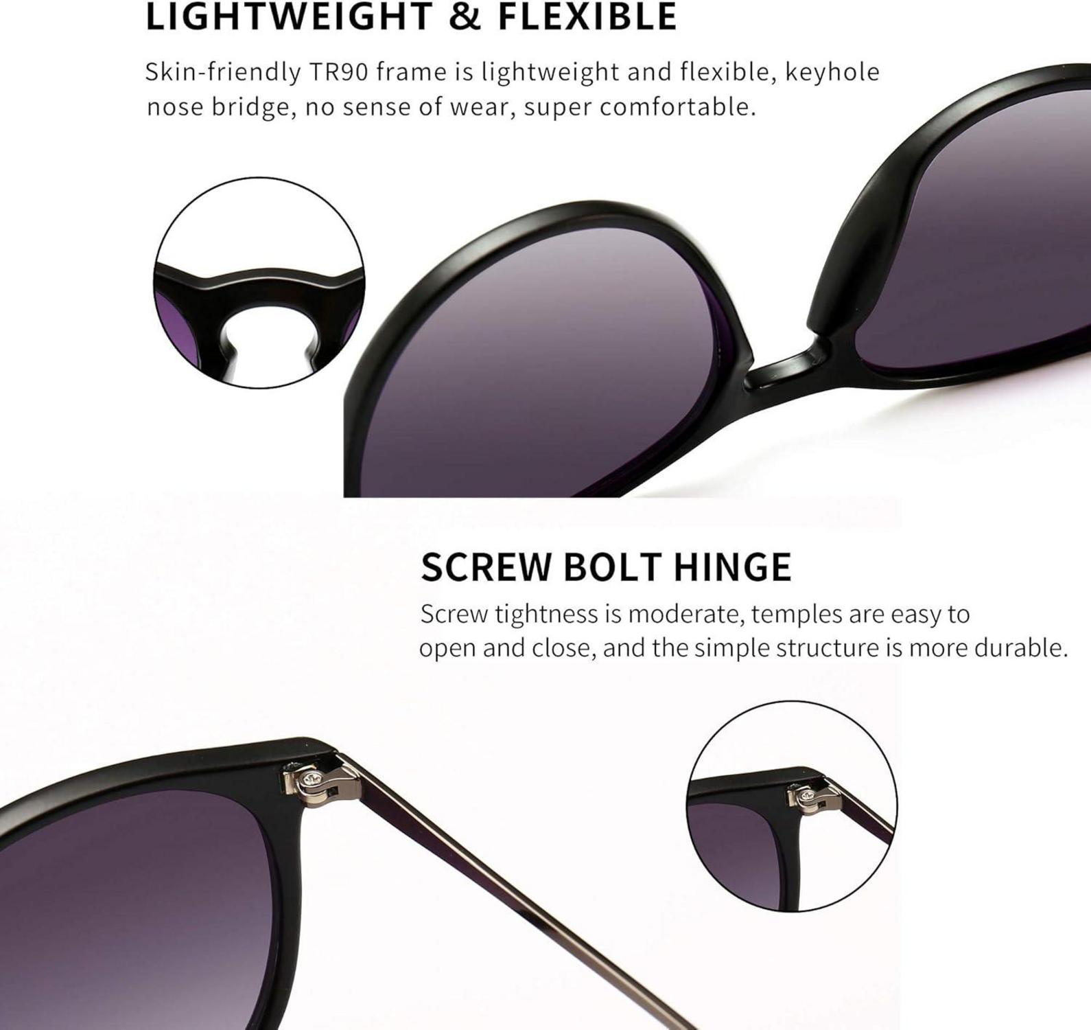 Runde Vintage Sonnenbrille Damen Retro Stil Polarisiert UV400 Schutz