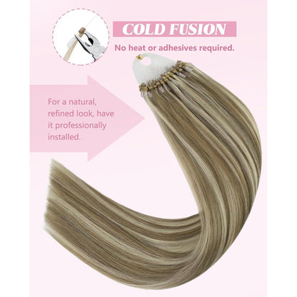 Echthaar Micro Ring Extensions Hellbraun 45cm
