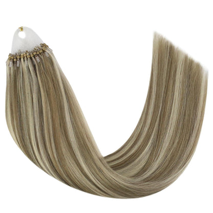 Echthaar Micro Ring Extensions Hellbraun 45cm