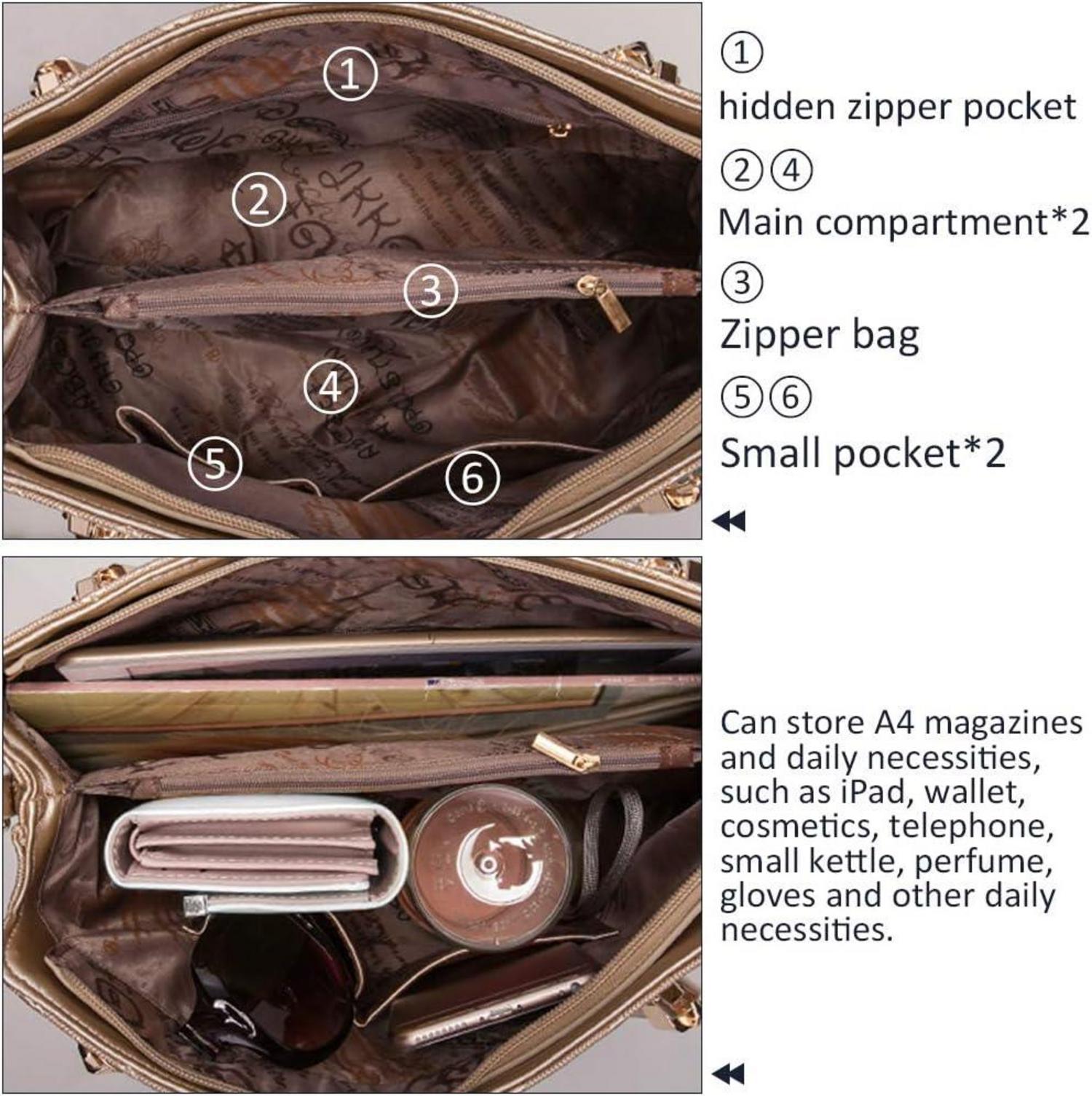 Handtasche Damen Set Mode Frauen Umhängetasche Portemonnaie 4-teilig