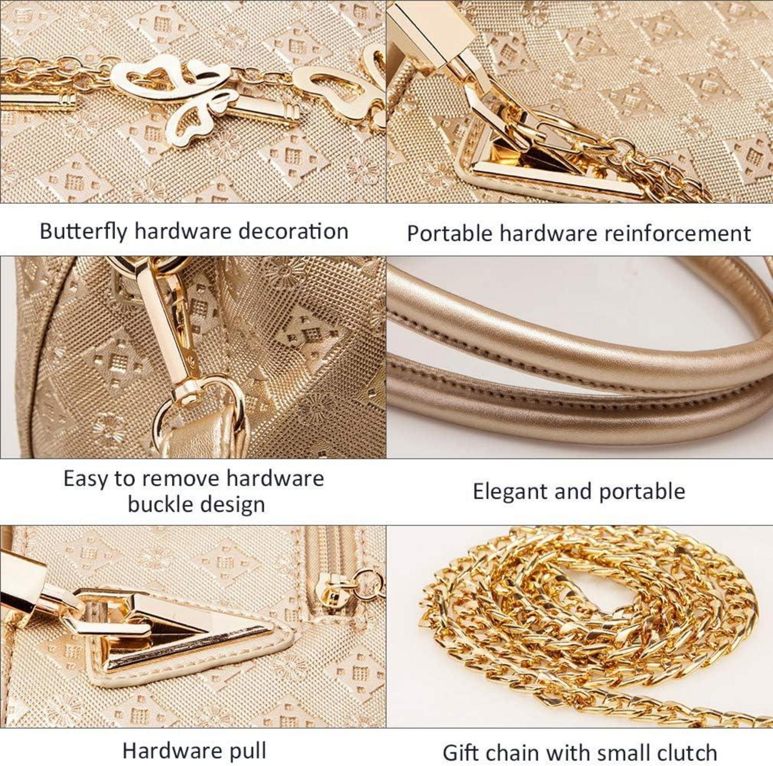 Damen Handtaschen Set Mittelgroß Umhängetasche Portemonnaie 4-teilig