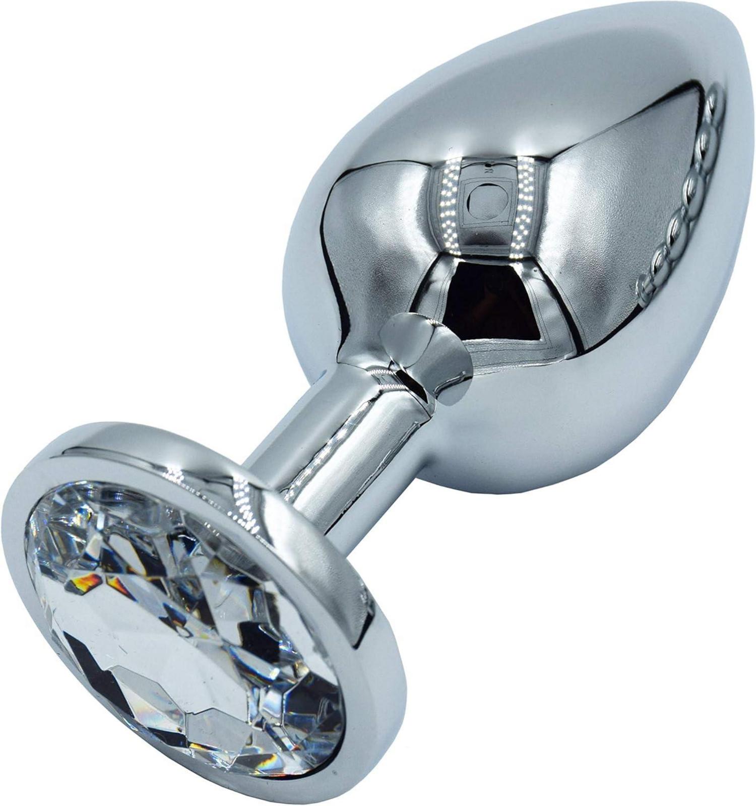 Kleiner Crystal Analplug Set Weiß Metall 27mm Butt Plug