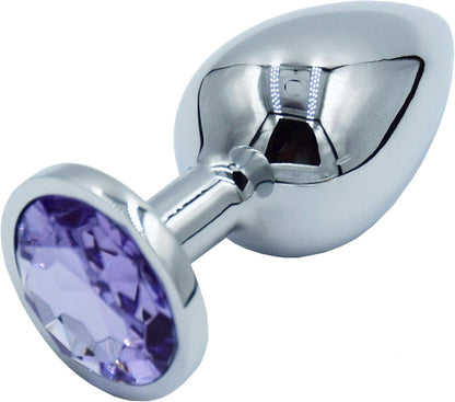Metall Anal Butt Plug Set 34mm Größe Lila Kristall - 1 Stück