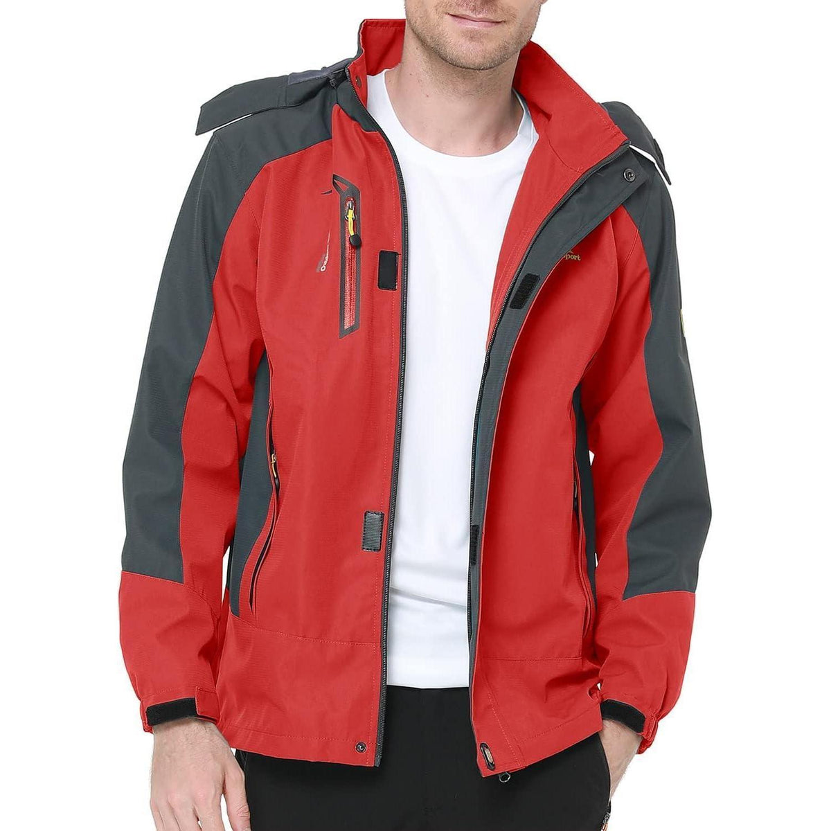 Herren Übergangsjacke Wasserabweisend mit Kapuze Rot XL