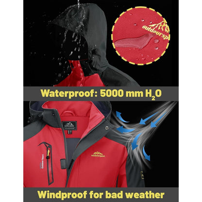 Herren Übergangsjacke Wasserabweisend mit Kapuze Rot L