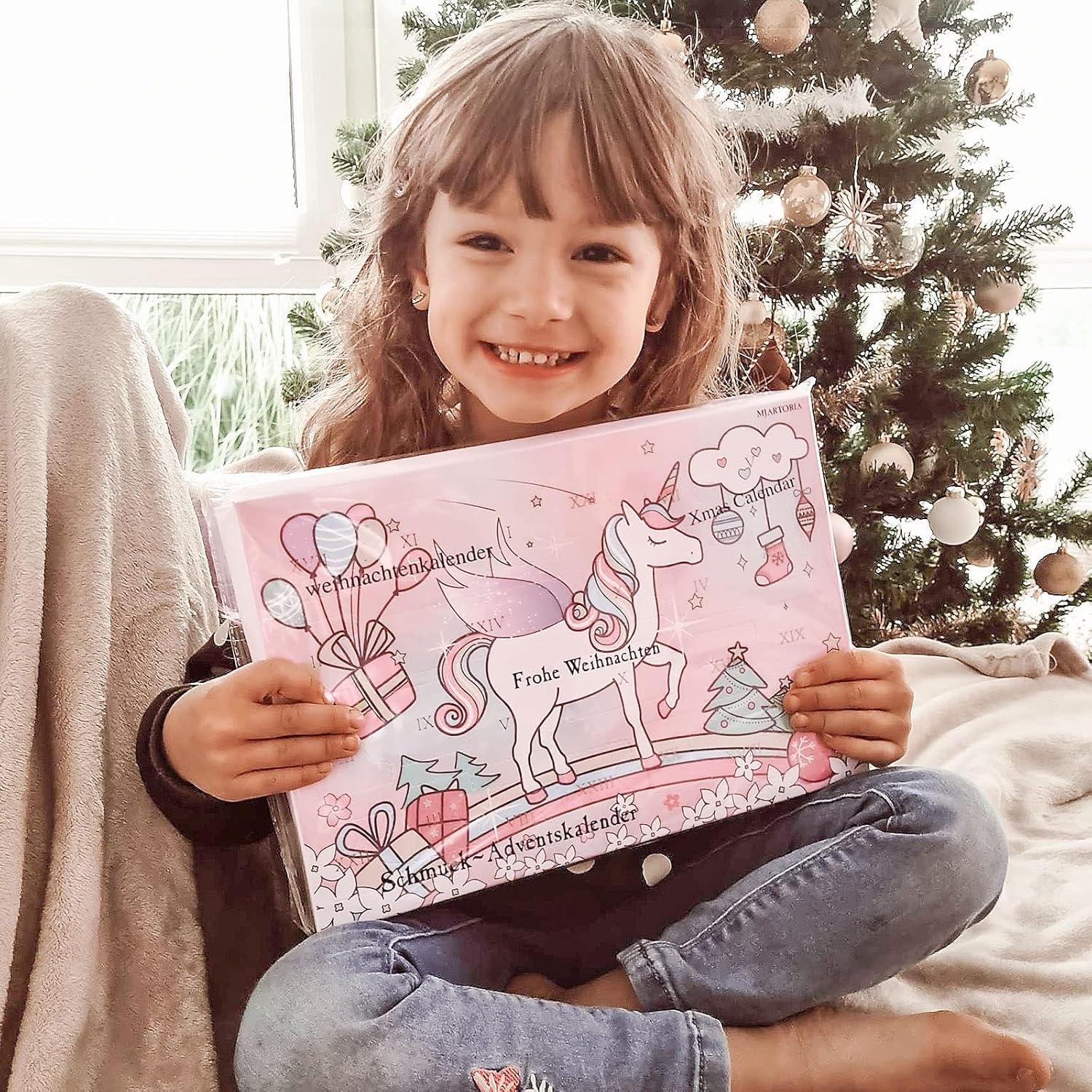 Adventskalender für Mädchen Damen 2024 mit 24 Schmuck Überraschungen Rosa