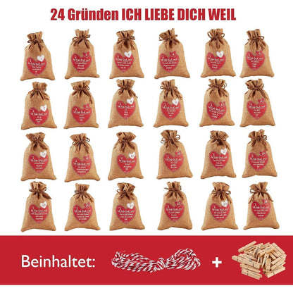 Adventskalender Jutesäckchen Selbst Befüllen 24 Liebesgründe