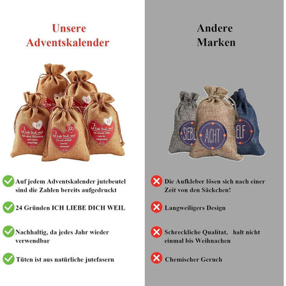 Adventskalender Jutesäckchen Selbst Befüllen 24 Liebesgründe