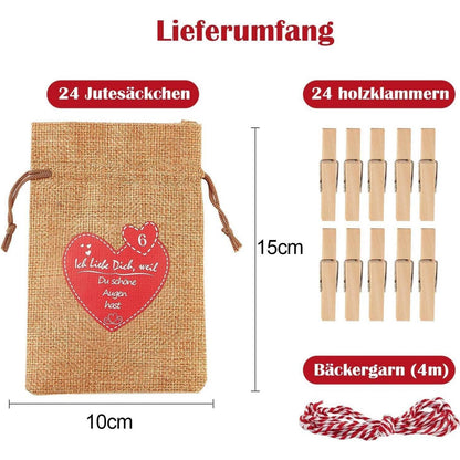 Adventskalender Jutesäckchen Selbst Befüllen 24 Liebesgründe