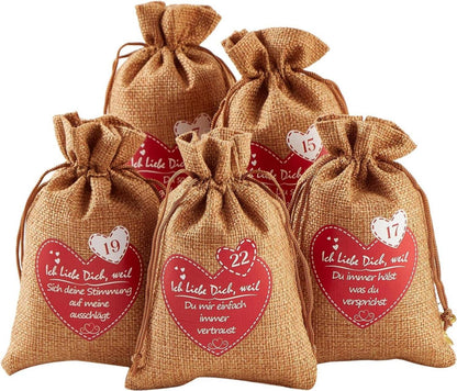 Adventskalender zum Selbst Befüllen mit 24 Gründen Ich Liebe Dich