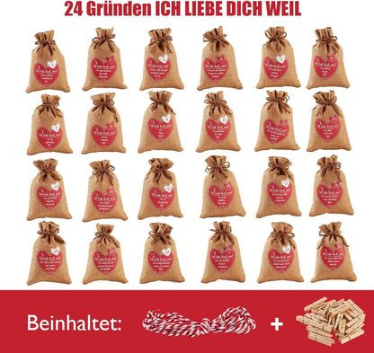 Adventskalender Jutesäckchen Selbst Befüllen 24 Liebesgründe