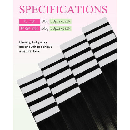 Braune Ombre Tape Extensions Echthaar 50cm – Remy Glatt