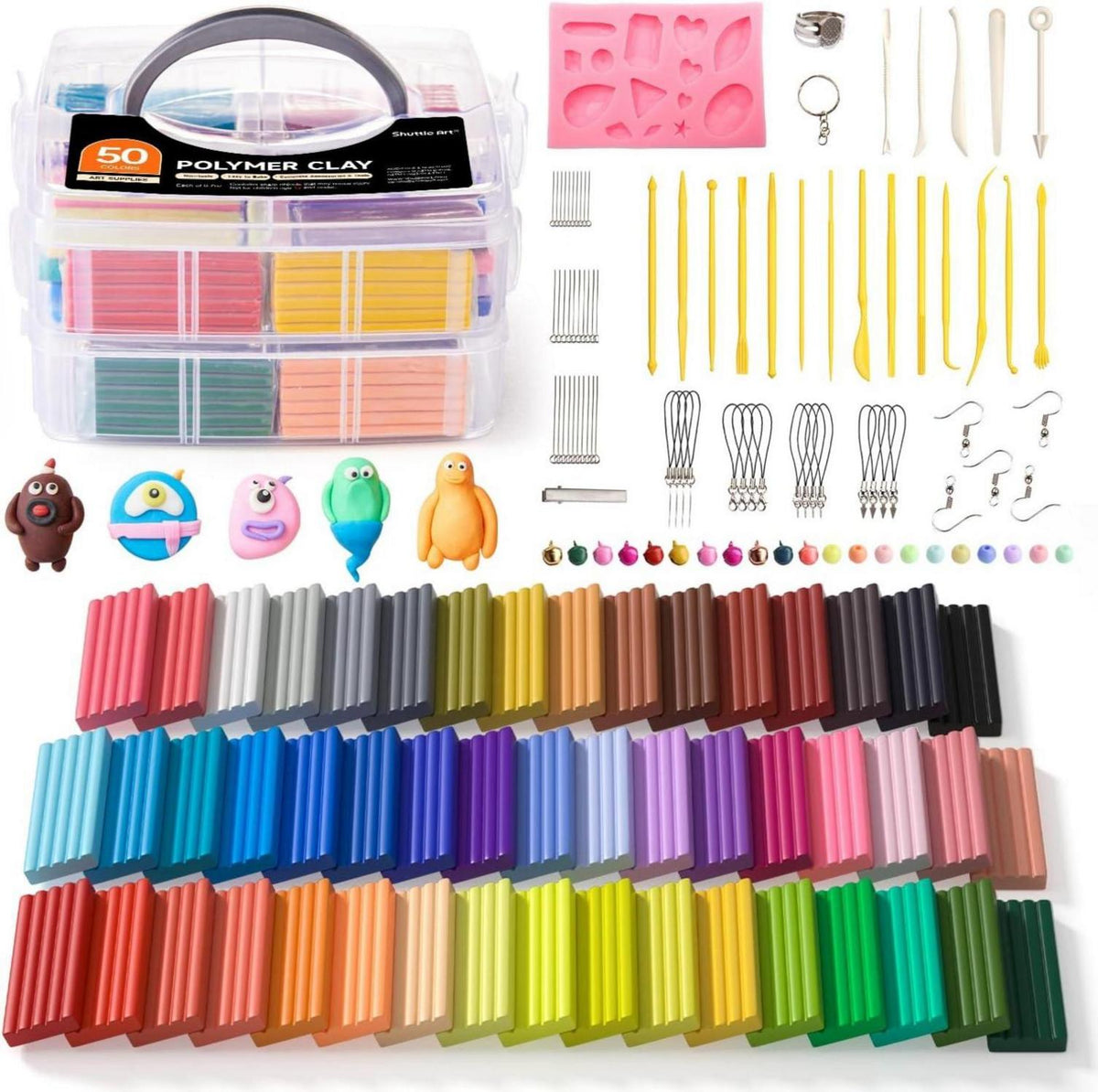 Polymer Clay Set inkl. 19 Schnitzwerkzeuge - 50 Farben, nicht klebrig