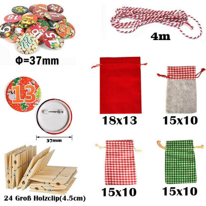 Adventskalender zum Befüllen XXL 24 Geschenksäckchen