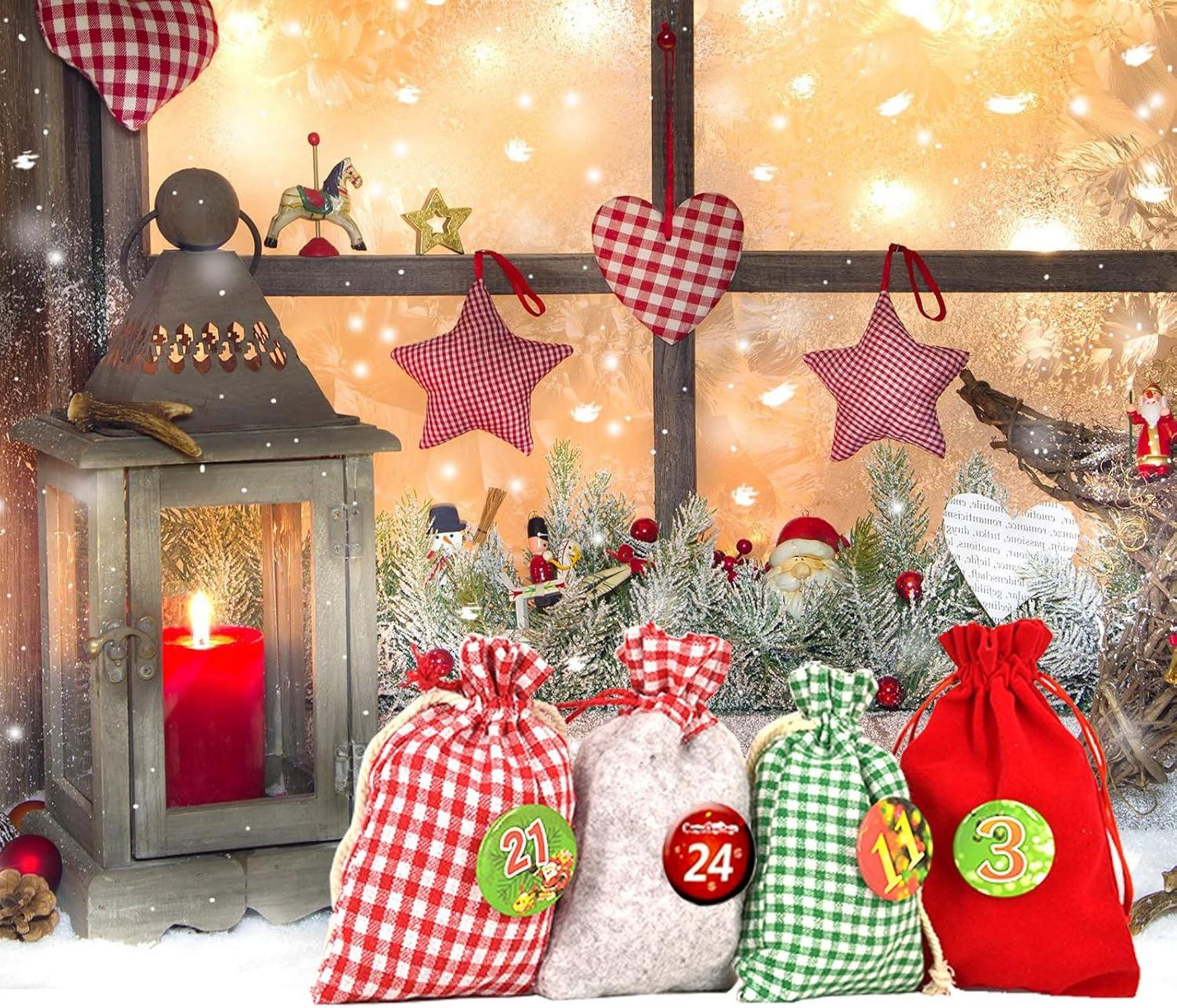 Adventskalender zum Befüllen Stoffsäckchen Weihnachtskalender 24