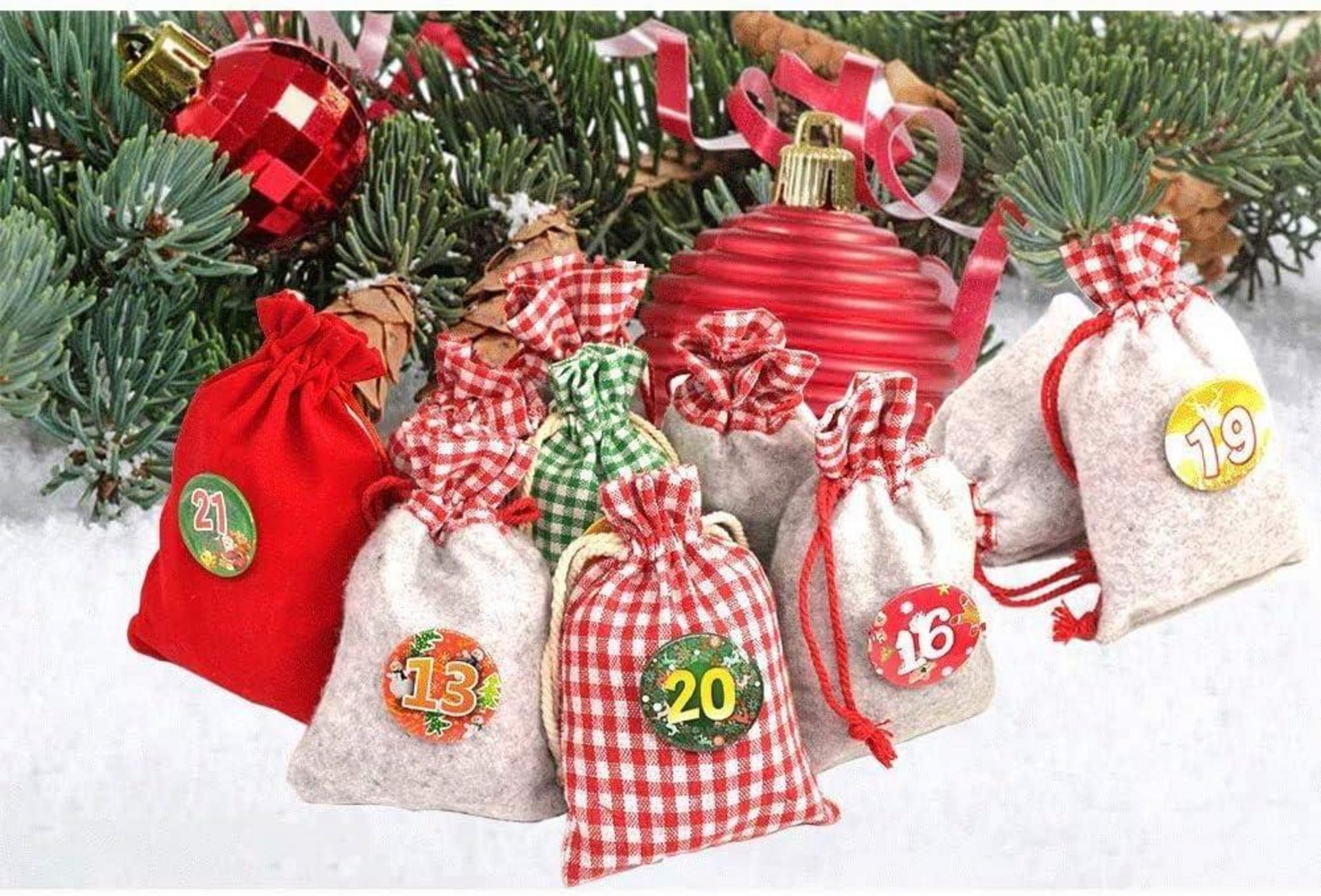 Adventskalender zum Befüllen Stoffsäckchen 24 Geschenksäckchen Kette