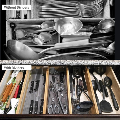 Verstellbare Schubladenorganizer Bambus 4er Pack Utoplike