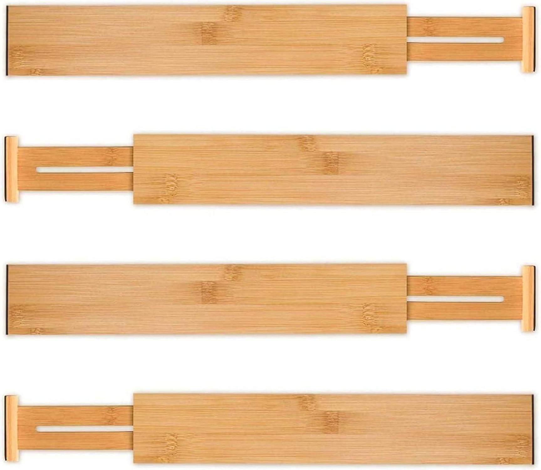 Verstellbare Schubladenorganizer Bambus 4er Pack Utoplike