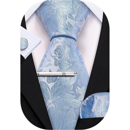 Herren Krawatte Set Seide Florales Muster Manschettenknöpfe