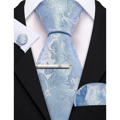 Herren Krawatte Set Seide Florales Muster Manschettenknöpfe