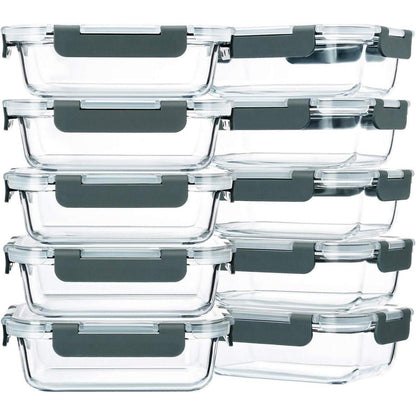 Glas-Frischhaltedosen Set 625 ml 10 Stück Mahlzeiten