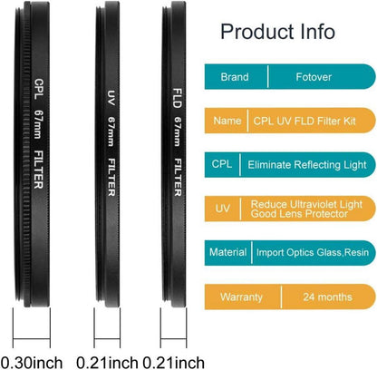 UV CPL FLD Filter-Set 67 mm für Kamera Universal Kit