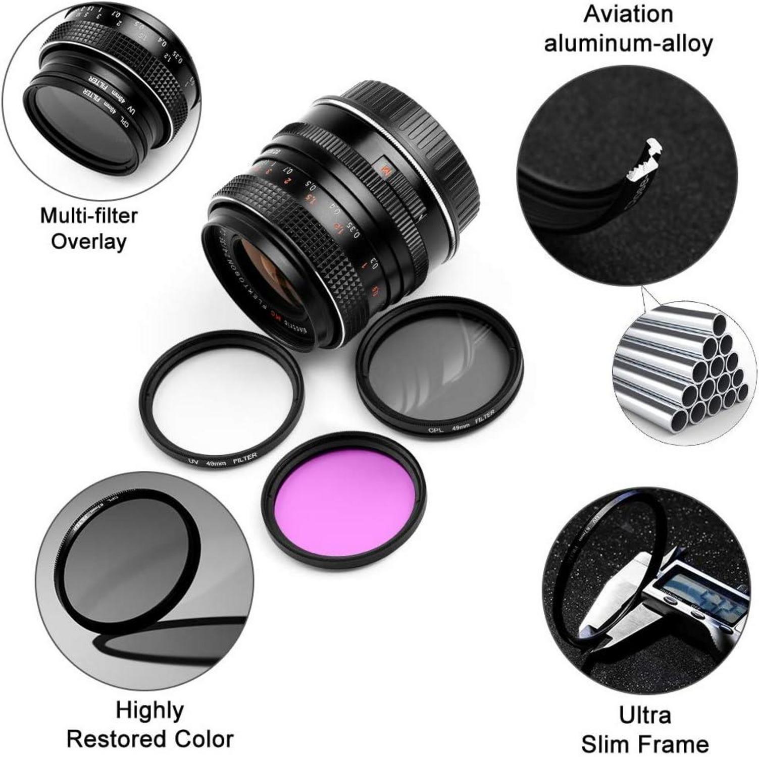 77mm Filter Kit UV CPL FLD Set mit Objektivdeckel