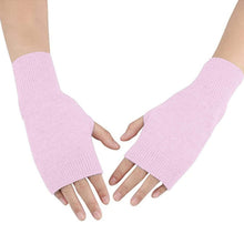 Damen Fingerlose Handschuhe Gestrickt Rosa