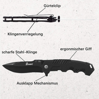 Klappmesser Scharfes Taschenmesser Einhandmesser Schwarz