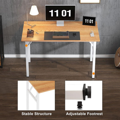 Klapptisch 100x60x75 cm Computertisch Büroarbeitsplatz Teak Weiss