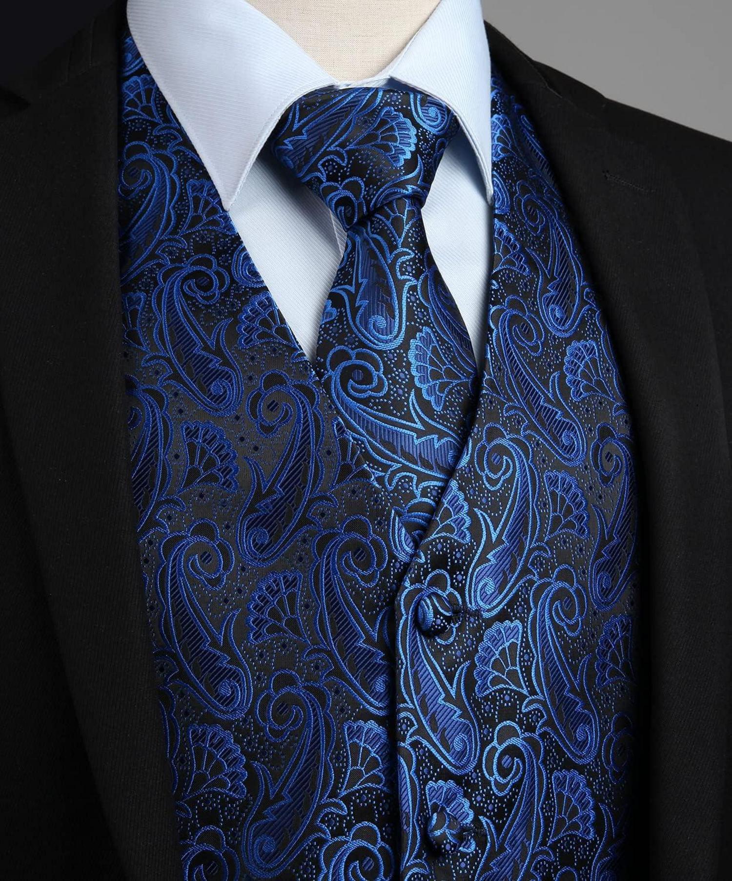 Herren Anzugweste Paisley Blau Hochzeit Set