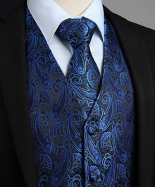 Herren Anzugweste Paisley Blau Hochzeit Set
