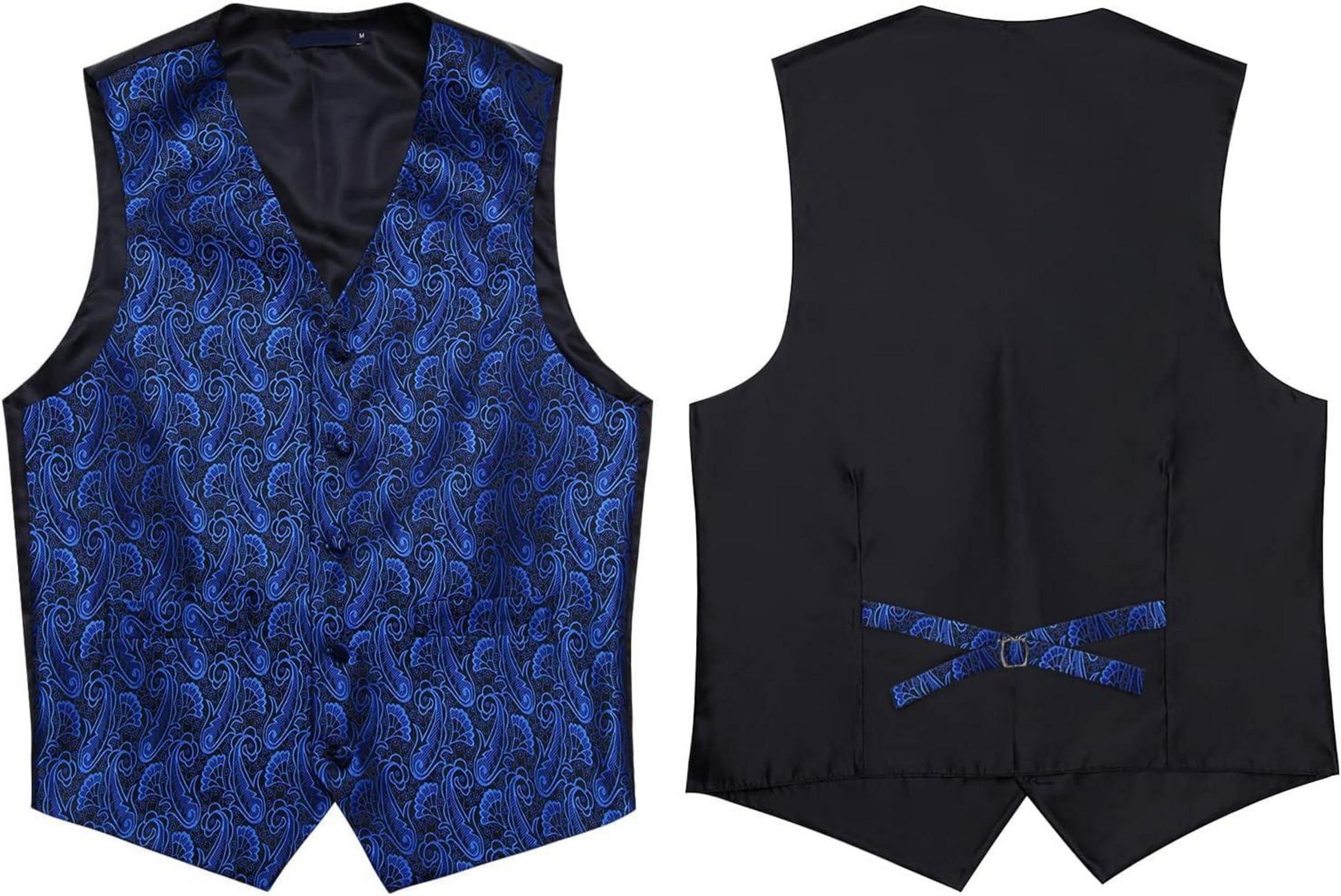 Anzugweste Herren Hochzeit Paisley Floral Jacquard Set Blau2 XS