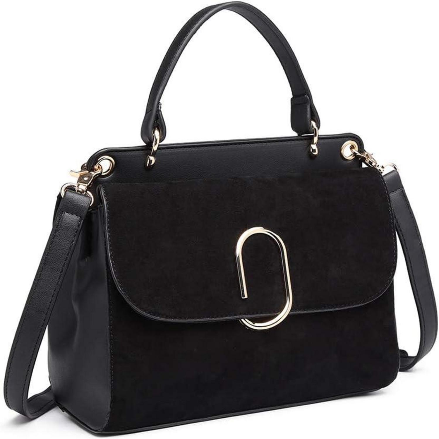 Elegante Damenhandtasche Schwarz Schultertasche 16cm