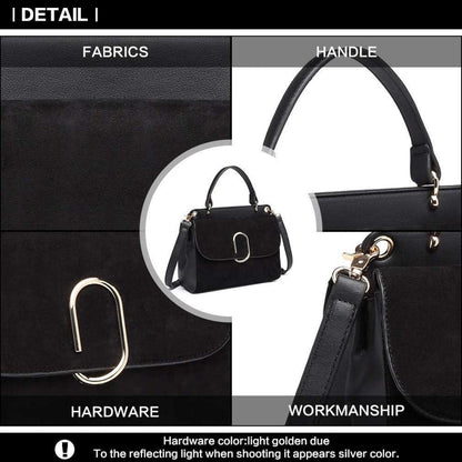 Elegante kleine Damenhandtasche Schwarz PU-Leder Umhängetasche
