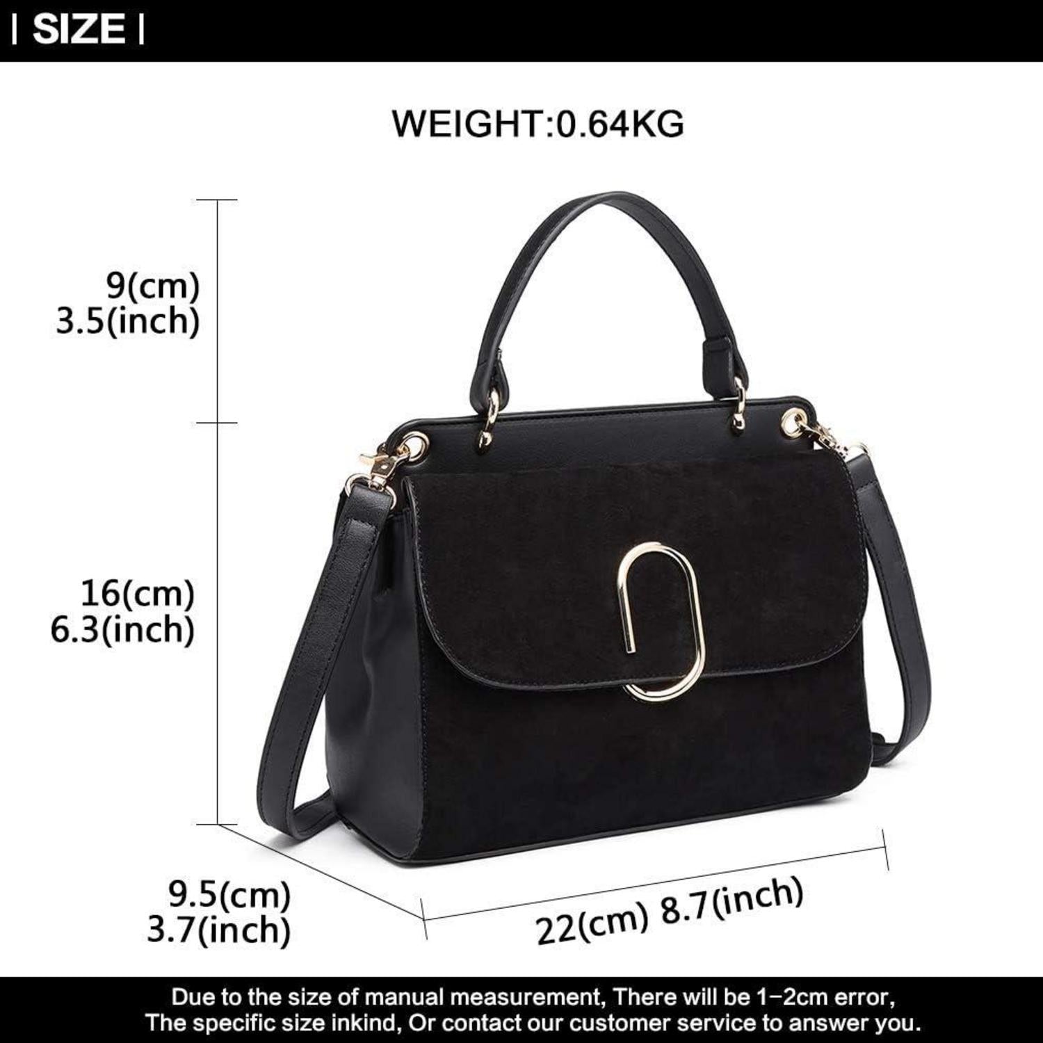 Elegante Damen Handtasche Schwarz Schultertasche Umhängetasche