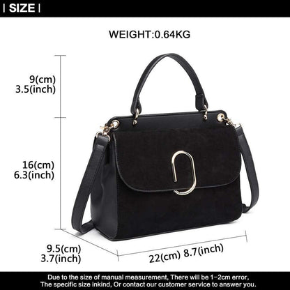 Elegante Damen Handtasche Schwarz Schultertasche Umhängetasche