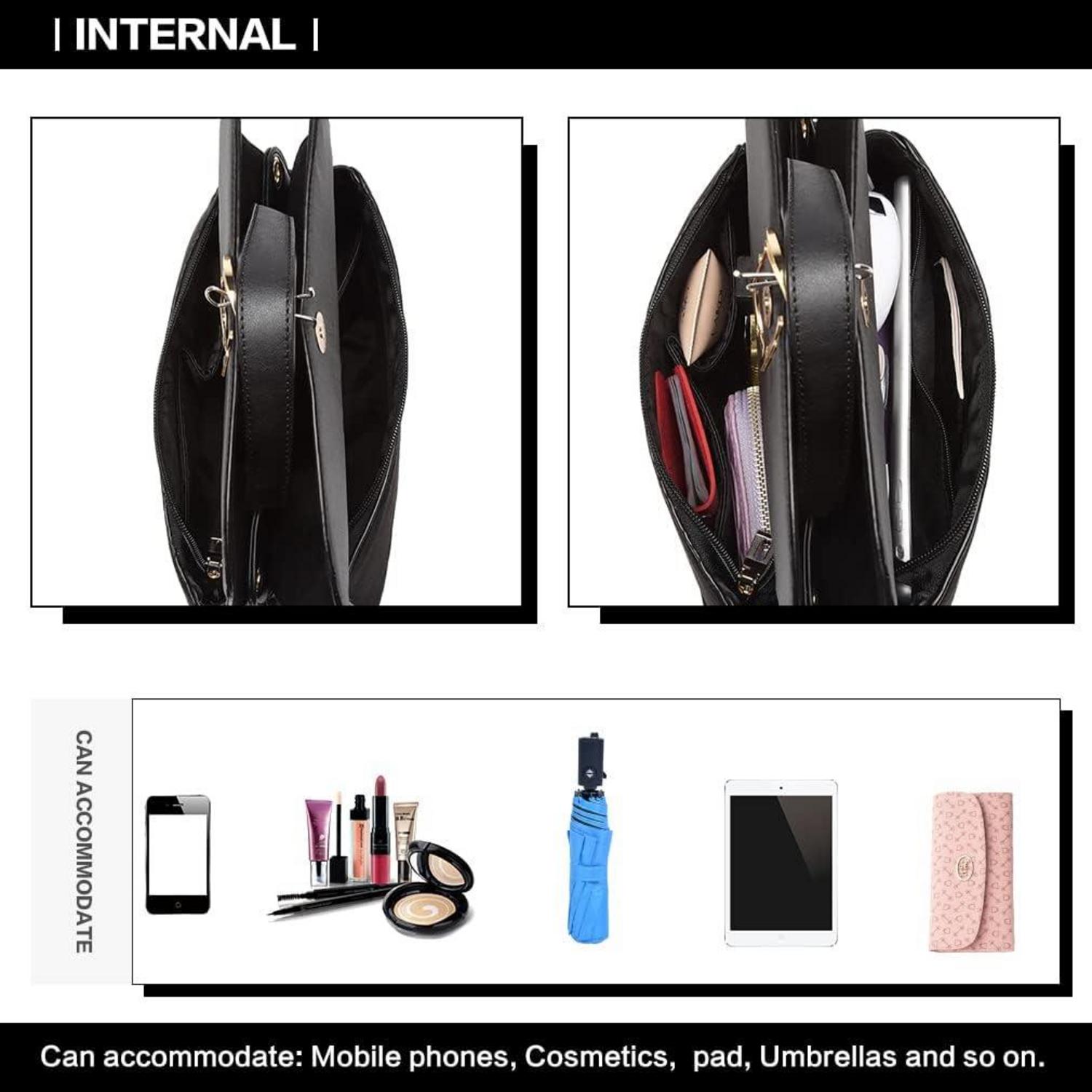 Elegante Damen Handtasche Klein Schultertasche Schwarz PU Leder