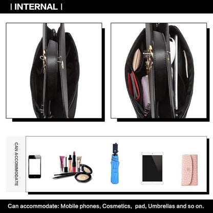Elegante Damen Handtasche Klein Schultertasche Schwarz PU Leder
