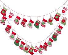 24x Adventskalender zum Befüllen Weihnachtskette Filz Säckchen Kinder