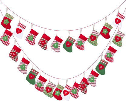 24x Adventskalender zum Befüllen Weihnachtskette Filz Säckchen Kinder
