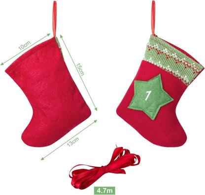 24x Filz Adventskalender Weihnachtskalender Kette Kinder